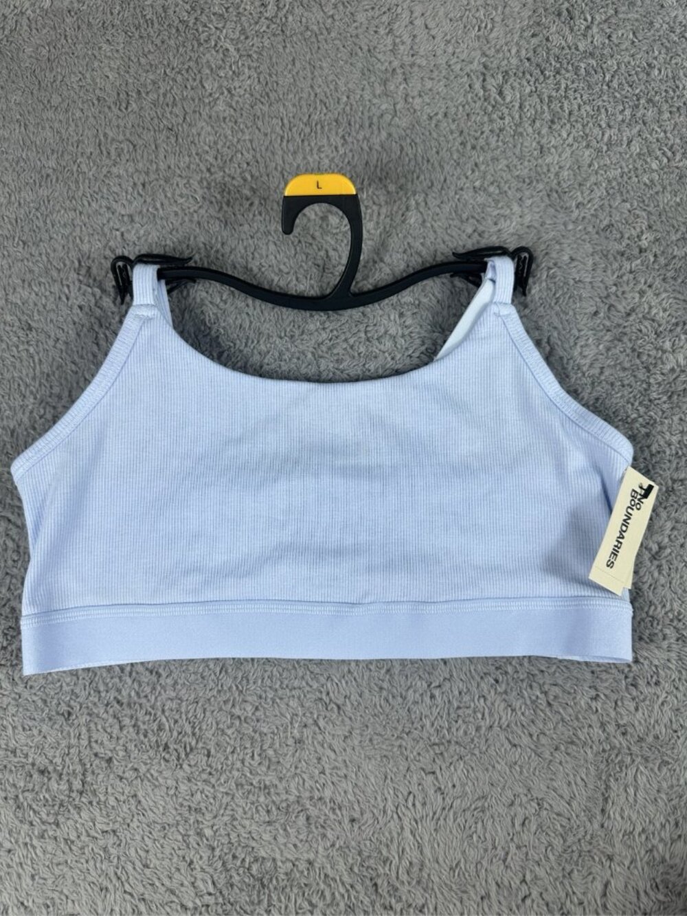 No Boundaries Womens Bralette Size Large Blue Ribbed Scoop Neck Wireless